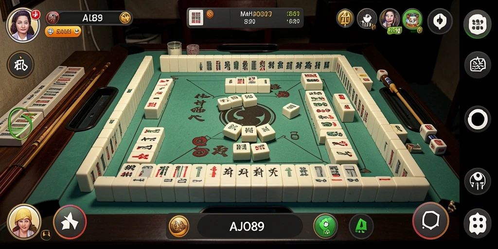 Screenshot gameplay AJO89 menampilkan suasana permainan Mahjong yang seru.