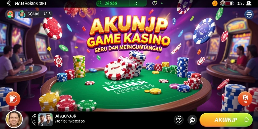 Screenshot gameplay AKUNJP menampilkan suasana kasino yang seru.