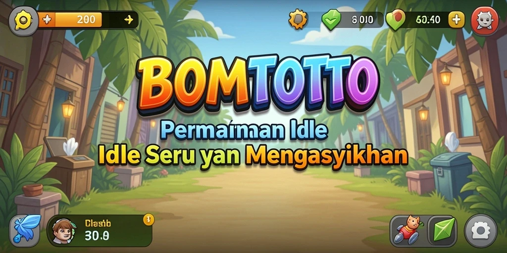 Tampilan utama gameplay BOMTOTO dengan karakter yang berkembang.