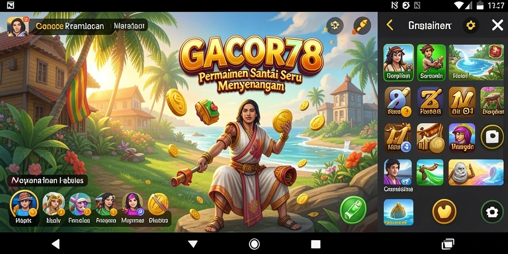 Screenshot gameplay GACOR78 yang penuh dengan kesenangan dan warna-warni.