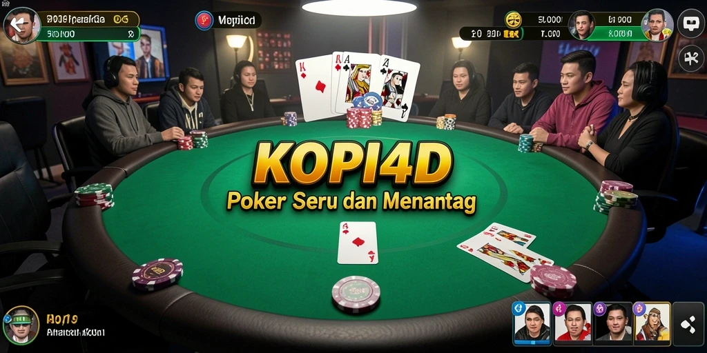 Screenshot gameplay KOPI4D menunjukkan keseruan Poker yang mendebarkan.