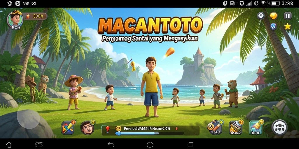 Screenshot gameplay MACANTOTO yang penuh warna dan interaktif.