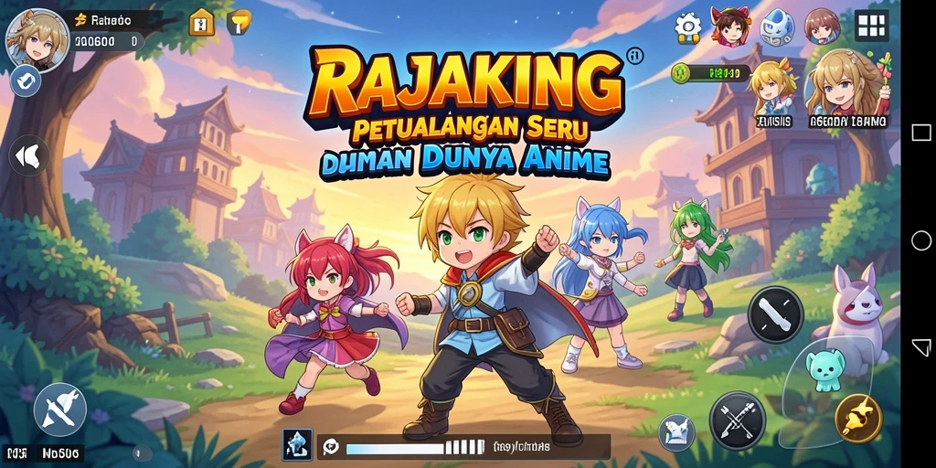 Tangkapan layar gameplay RAJAKING yang menampilkan aksi seru dalam dunia anime.