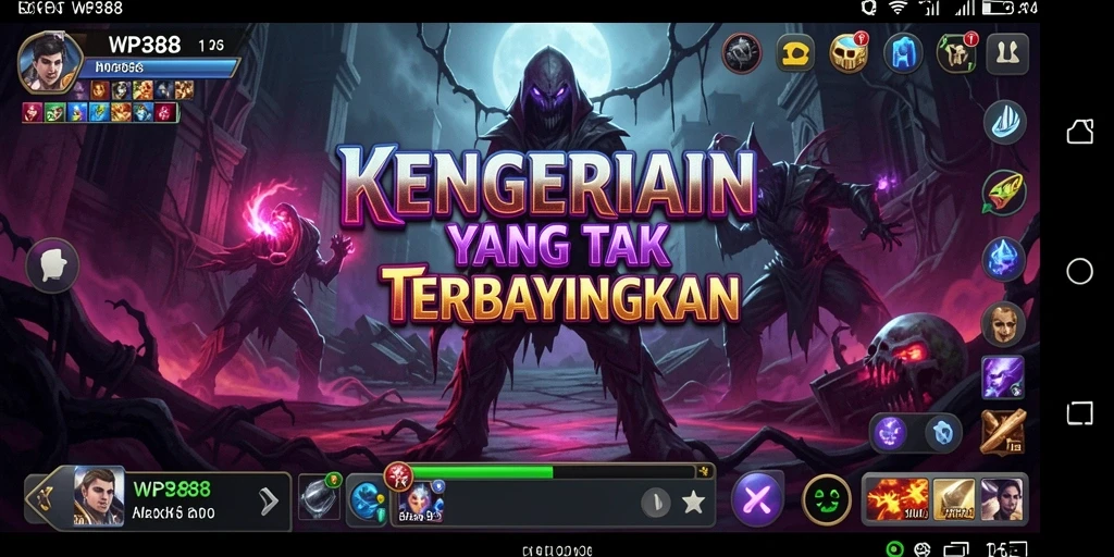 Screenshot gameplay WP888 menampilkan suasana menyeramkan yang mencekam.
